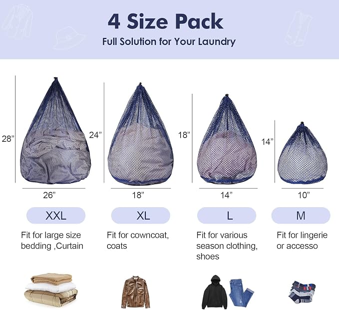 4Pcs Mesh Laundry Bags Washing Machine Mesh Wash Bags - Image 6