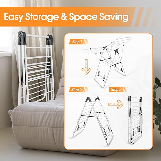 Clothes Drying Rack Foldable, Metal Laundry Drying Rack, - Image 5