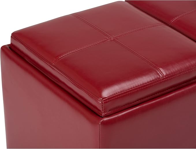 SIMPLIHOME Avalon 42 inch Wide Contemporary Rectangle Storage Ottoman in Red - Image 9