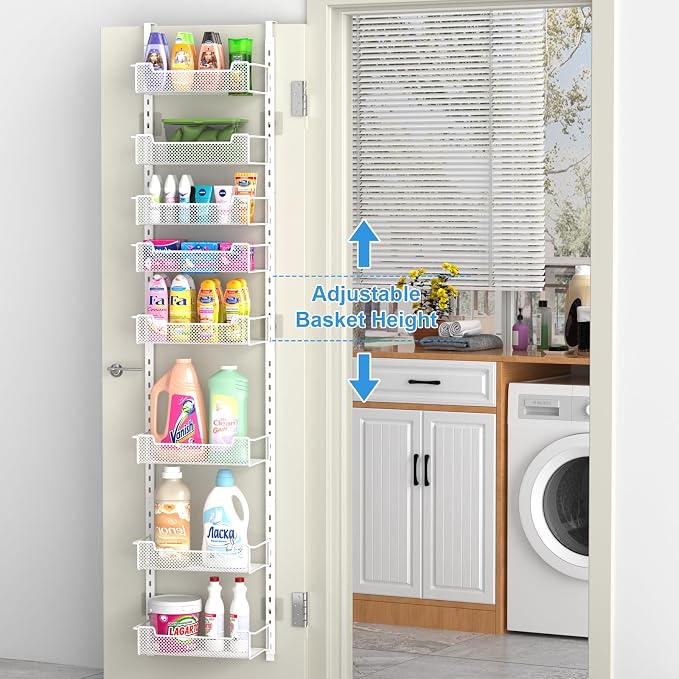 12.3" W Narrow Over the Door Pantry Organizer, 8-Tier Over the Door Organizer - Image 2