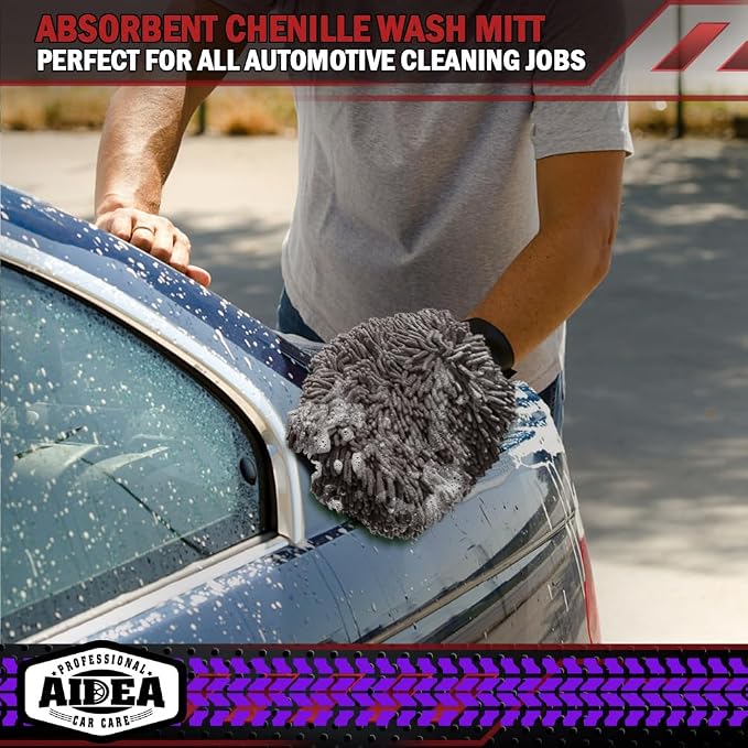 AIDEA Car Wash Mitt Microfiber-2Pack, Scratch-Free& Lint-Free, Premium Chenille - Image 8
