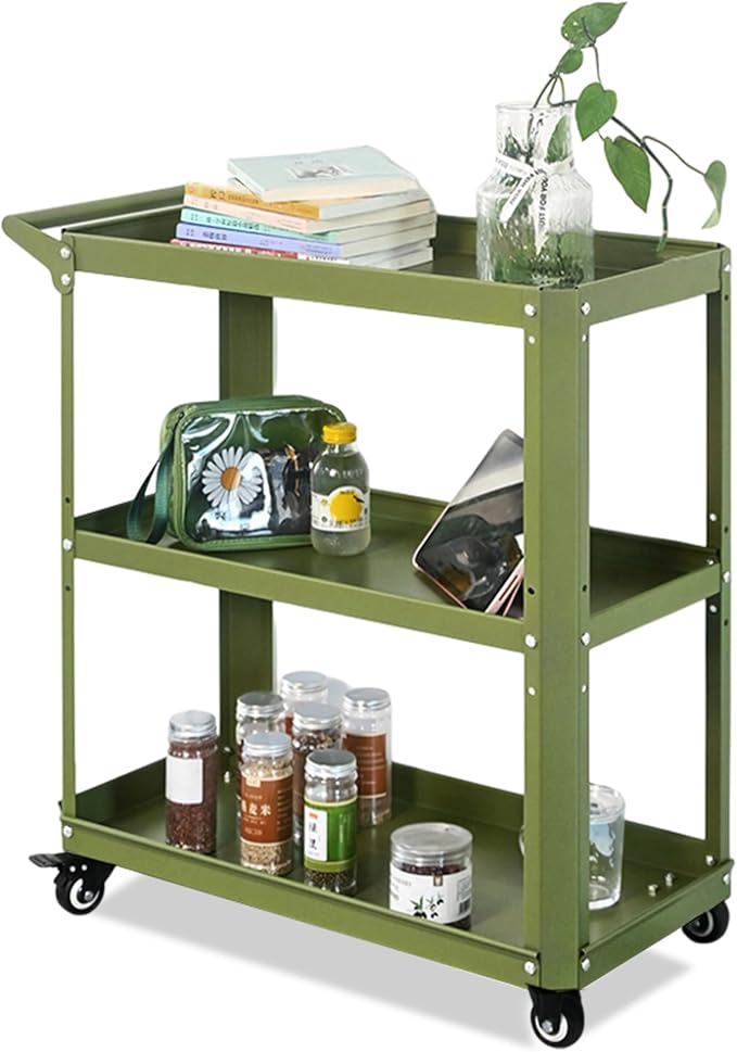 3 Tier Rolling Tool Cart with Lockable Silent Wheels, 330 LBS Capacity by ToolCart