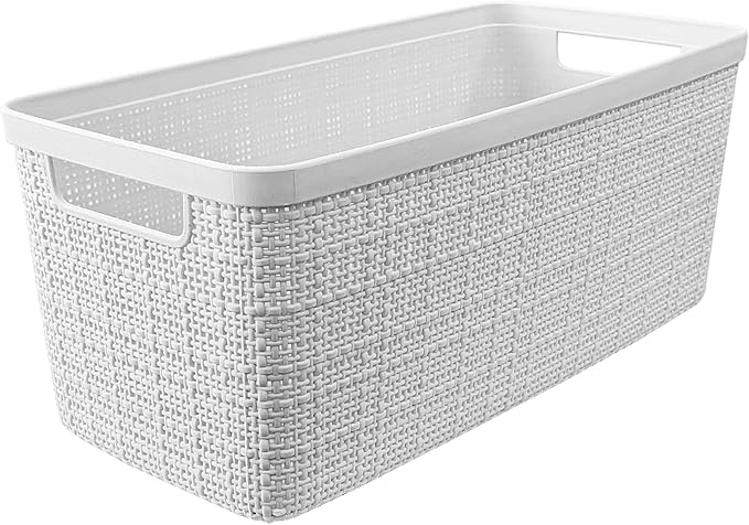 Curver Jute Decorative Plastic Organization and Storage Basket Perfect Bins - Image 3