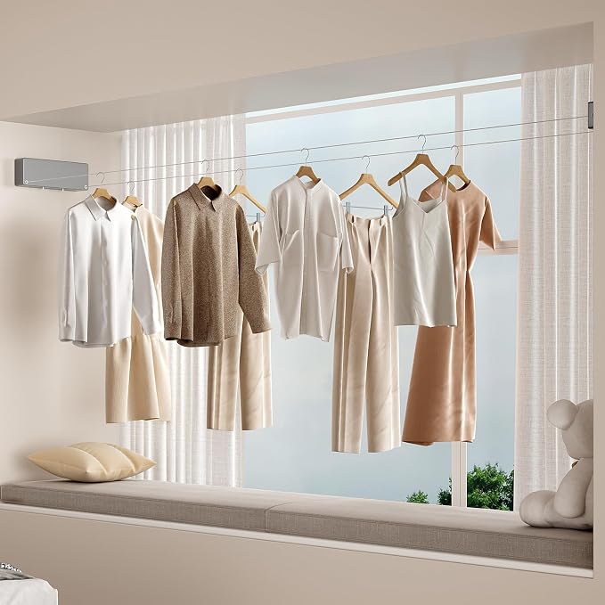 Retractable Clothesline Indoor, Non-Sagging Clothes line retracting Outdoor - Image 4
