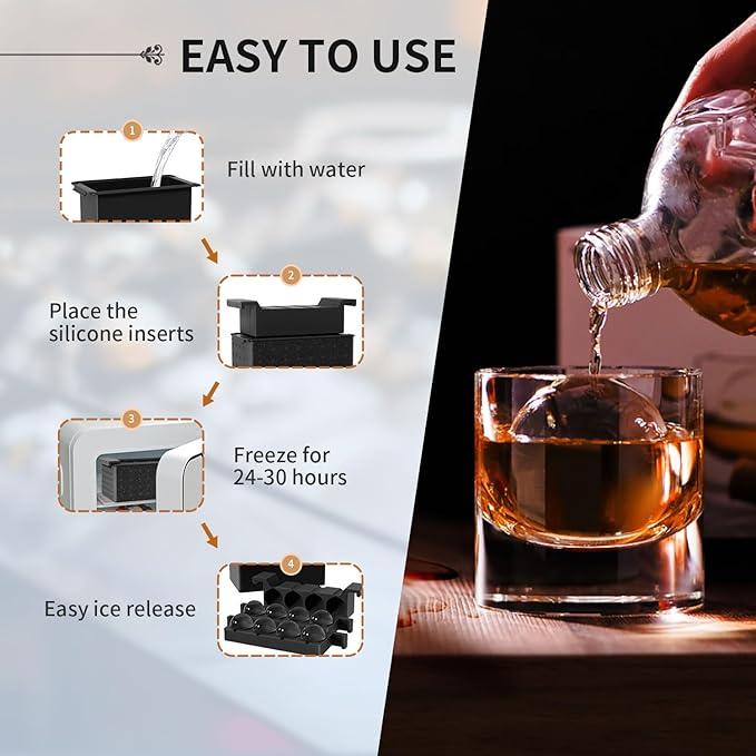 Clear Ice Ball Maker for Whiskey: FDDBI Circle Ice Cube Tray Make 2Inch Ice - Image 4