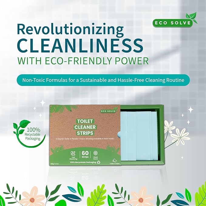 Natural Toilet Bowl Cleaner Strips, Eco-friendly, Septic Safe, Removes Odors & - Image 3