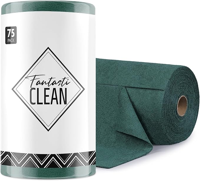 Fantasticlean Microfiber Cleaning Cloth Roll -75 Pack, Tear Away Microfiber by Fantasticlean