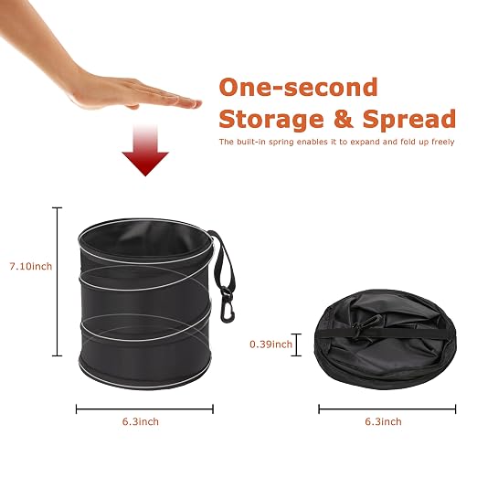 Ginsco 2Packs 1 Gallon New Leakproof Car Trash Can, Mini Trash Can Pop-up - Image 2