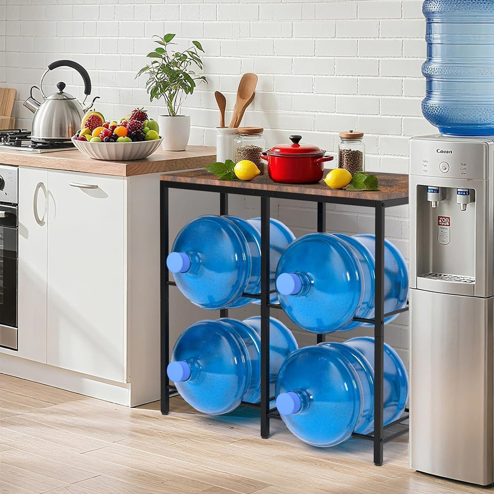 Klvied 2-Tier Water Jug Rack, 5 Gal, Wood Top