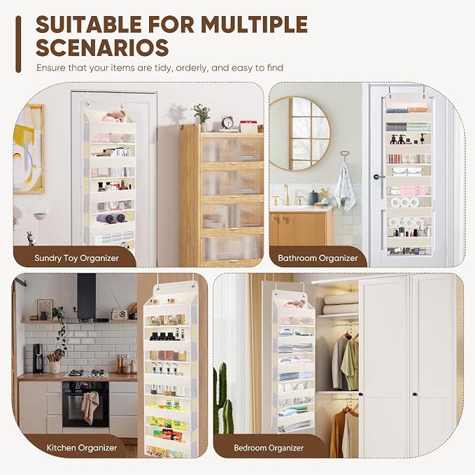 QINGUANG Over The Door Organizer, Hanging Organization and Storage, Behind Door - Image 3