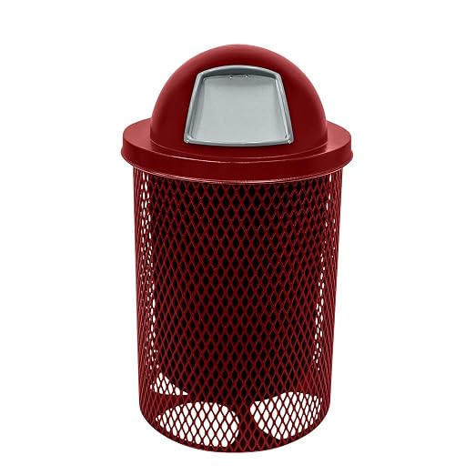COATEDOUTDOORFURNITURE RDT-TXTBUR Heavy Duty 32 Gallon Round Trash Receptacle by CoatedOutdoorFurniture