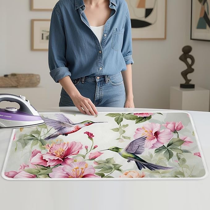 Hummingbird Ironing Mat for Table top Washer, Countertop, Floral Print Portable - Image 4