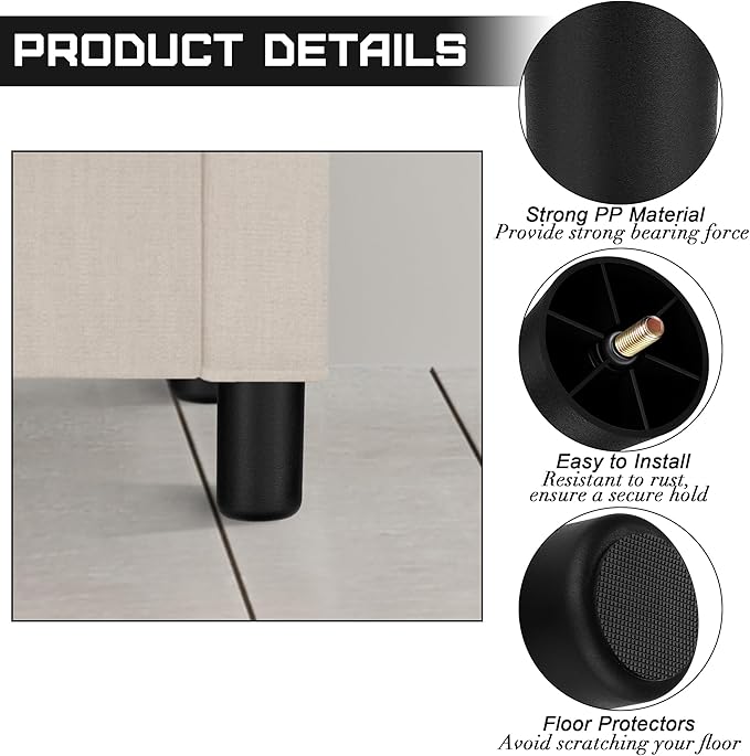 TURSTIN 8 Pack 3 Inch Plastic Furniture Legs - Image 3