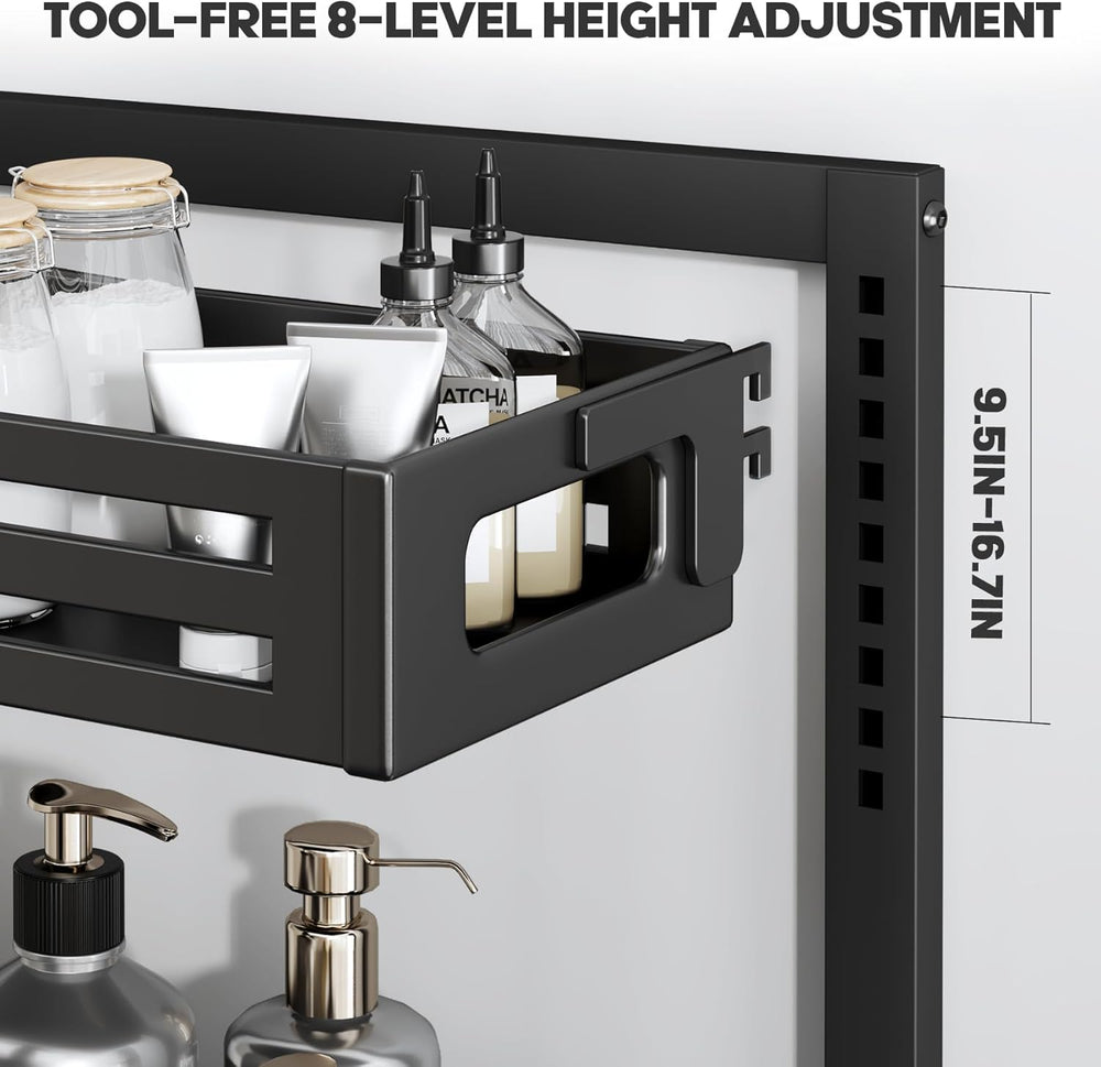 2 Pack Under Sink Organizer,Pull Out Cabinet Organizer with Smooth Cylindrica...