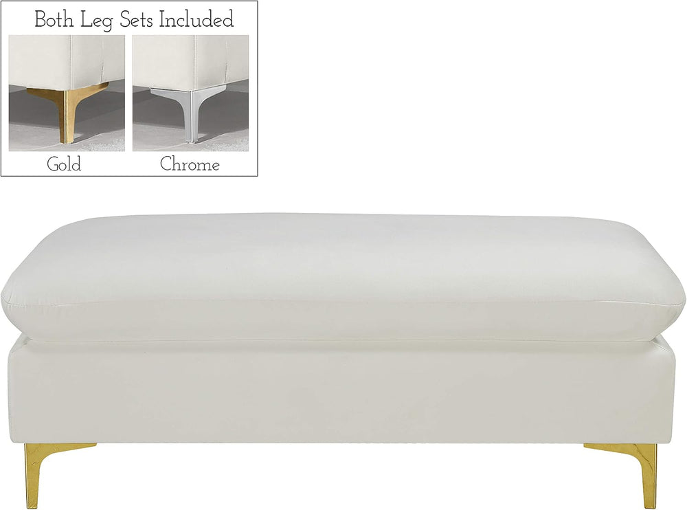 Meridian Furniture 636Cream-Ott Naomi Collection Modern | Contemporary Velvet...