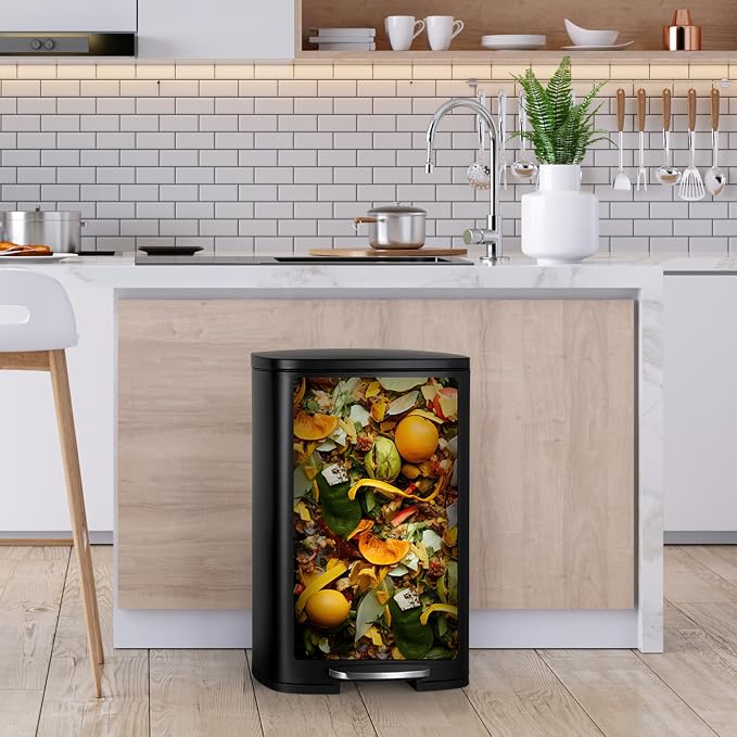 13.2 Gal Kitchen Trash Can, 50L Recycling or Garbage Bin, Brushed Stainless - Image 4