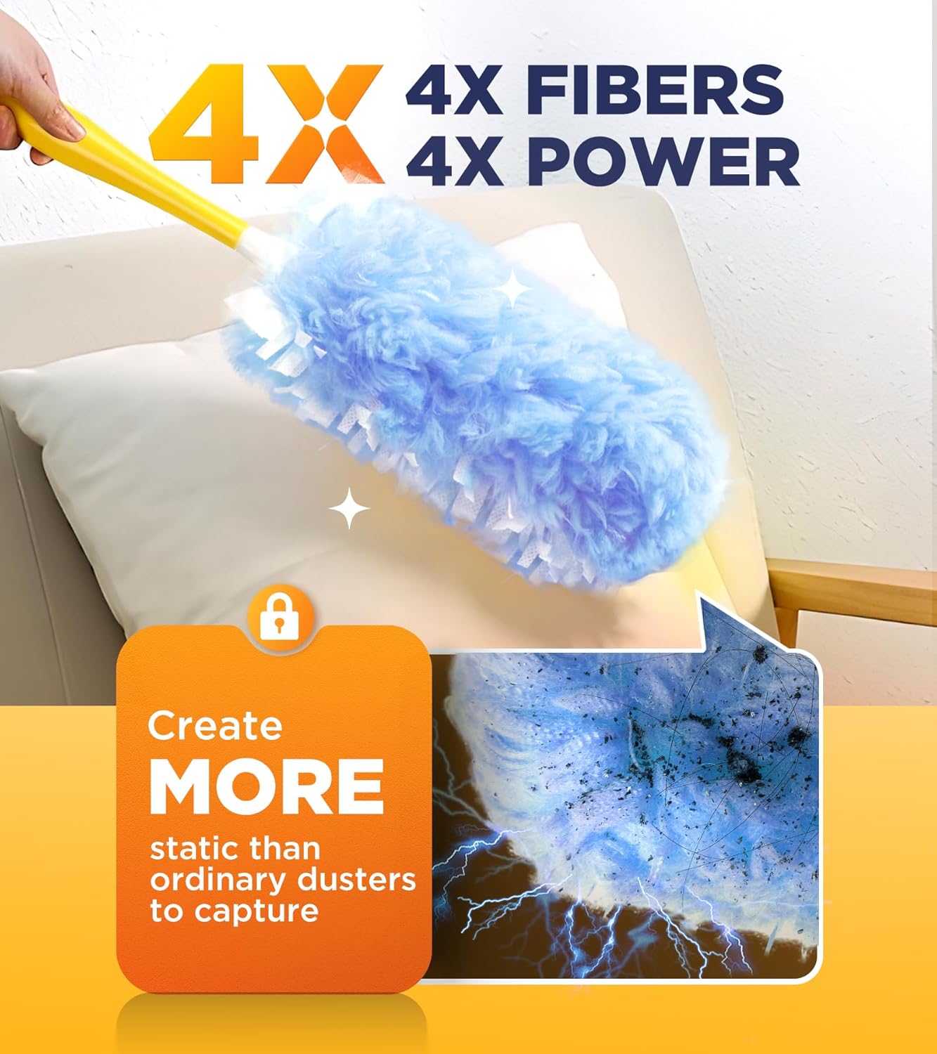 Heavy Duty Duster Refills for Swiffer Duster, 20 Count Duster Refills with 1 Handle, Multisurface 360° Dusters with 4X Microfibers, Unscented Disposable Dusters for Cleaning