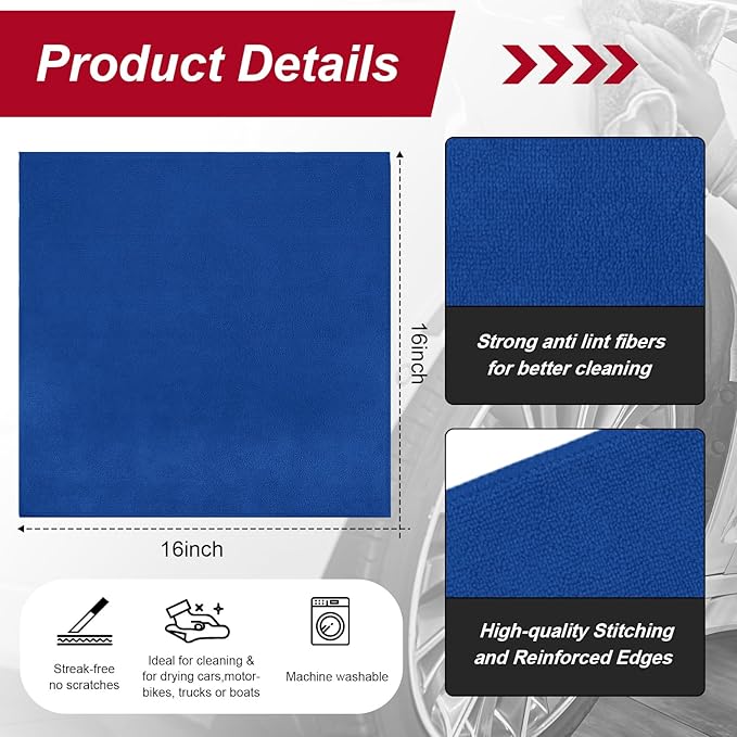 200 Pcs Microfiber Cleaning Cloth 16x16 Inch Microfiber Towels - Image 2
