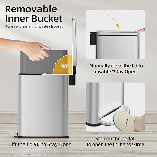 KUK Slim Bathroom Trash Can - Image 5