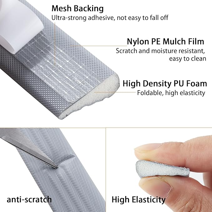 QDiShi 118" Wedge-Shape Weather Stripping Door Seal Weatherproof Foam Seals - Image 3