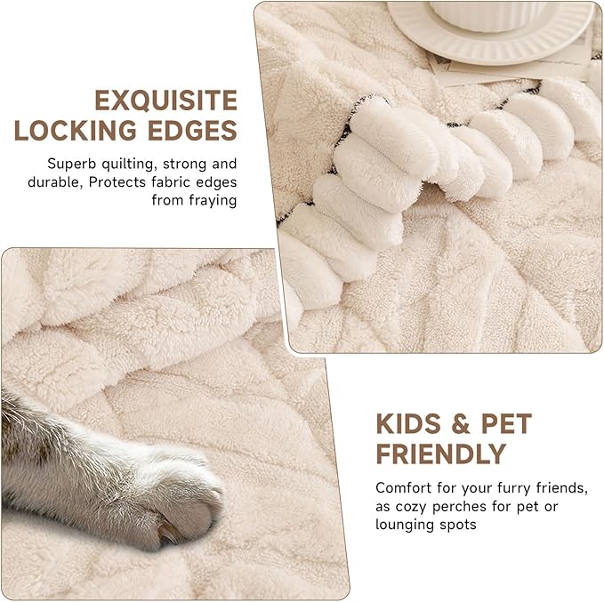 OTOB Pet Couch Covers for 3 Cushion Couch Sofa, Washable & Non Slip Fuzzy Plush - Image 4