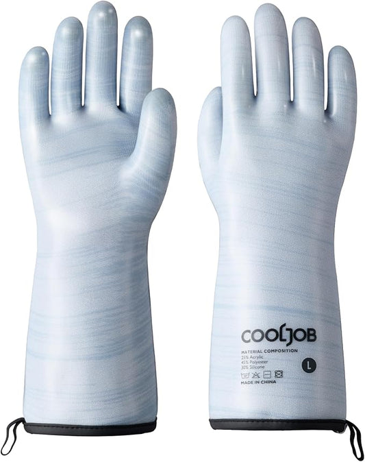 COOLJOB Heat Resistant Oven Gloves, Waterproof Liquid Silicone BBQ Grilling by COOLJOB