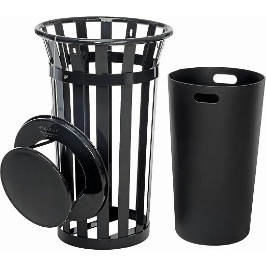 Global Industrial 24 Gallon Heavy-Duty Outdoor Metal Slatted Round Trash - Image 2