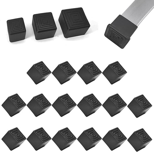 16 Pcs 1" x 1" Square Rubber Chair Leg Caps, PVC Table Leg Covers, Flexible & by BOPOREAE