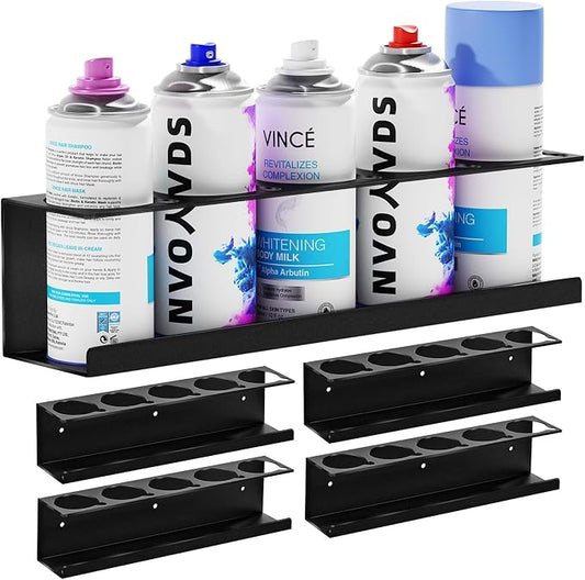Wall-Mounted Spray Can Holder Rack Organize, 4 Pack Black Steel Aerosol Can by Chinrose