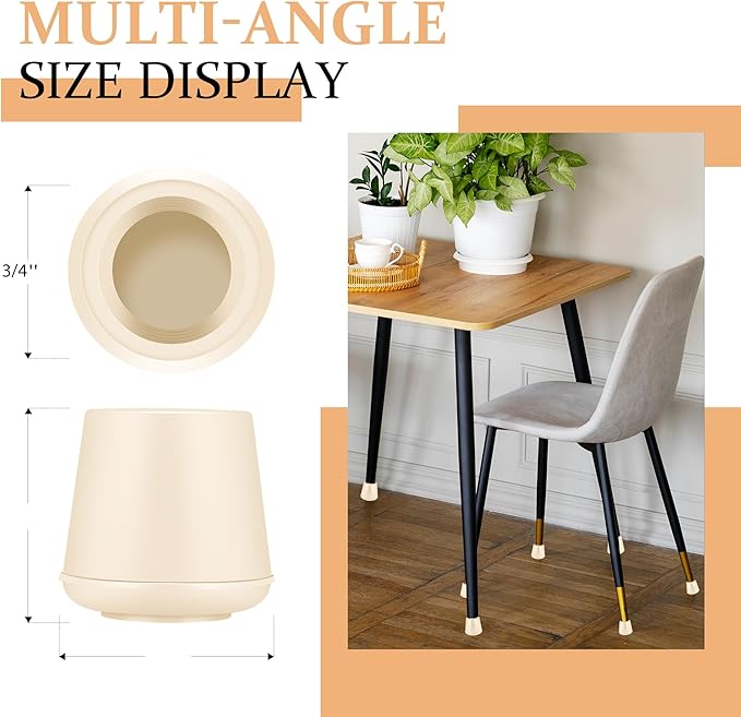 3/4" Round Rubber Chair Leg Tips Caps, Chair Leg Floor Protectors, Non-Slip - Image 2
