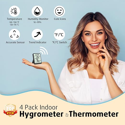 4-Pack Room Thermometer Indoor Hygrometer, Small Digital Temperature and - Image 2