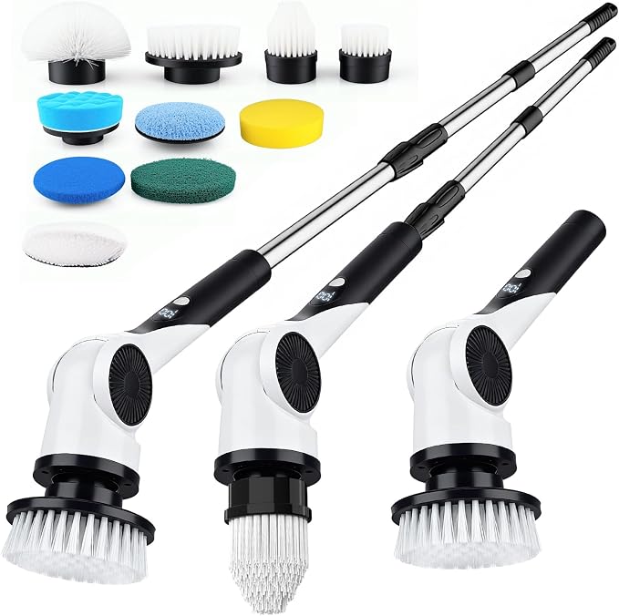 Electric Spin Scrubber with 10 Replaceable Brush Heads, IPX7 Waterproof Shower by Unknown