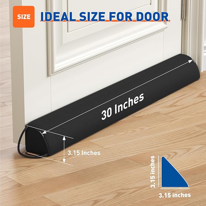 MAGZO Door Draft Stopper 30 Inches, Weighted Triangular Door Snake - Image 2