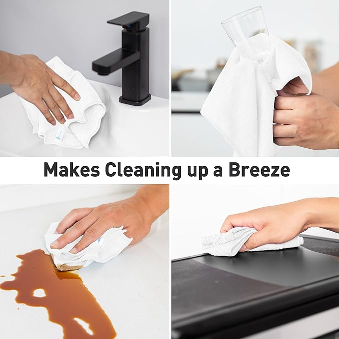 White Microfiber Cleaning Cloth 13"x13", Ultra Soft Absorbent Microfiber - Image 6