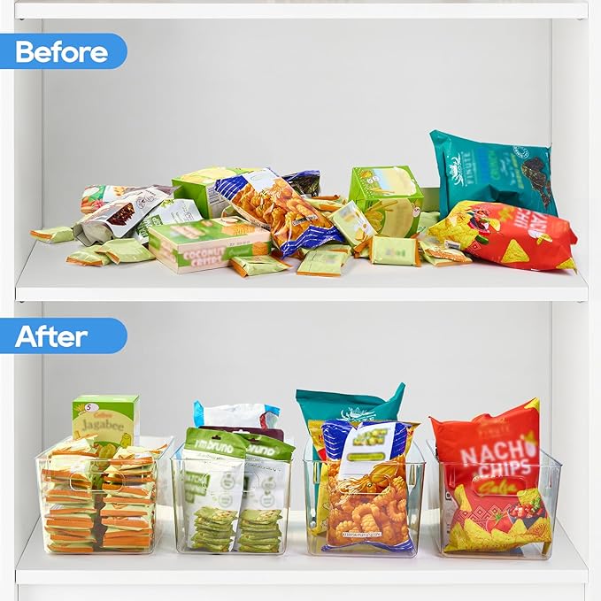 JollyPack 4 Pack Clear Plastic Storage Bins, Pantry Organizers and Storage - Image 6