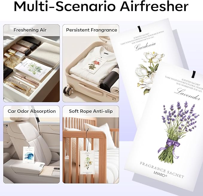 MYARO 12 Packs Scented Sachets for Drawer and Closet, Long-Lasting Sachets Bags - Image 3