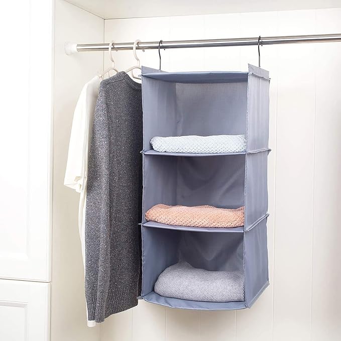 Hanging Closet Organizer and Storage 3-Shelf, Easy Mount Foldable Hanging - Image 8
