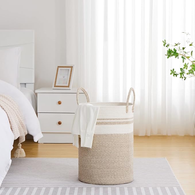 VIPOSCO Large Laundry Hamper, Tall Woven Rope Storage Basket - Image 4