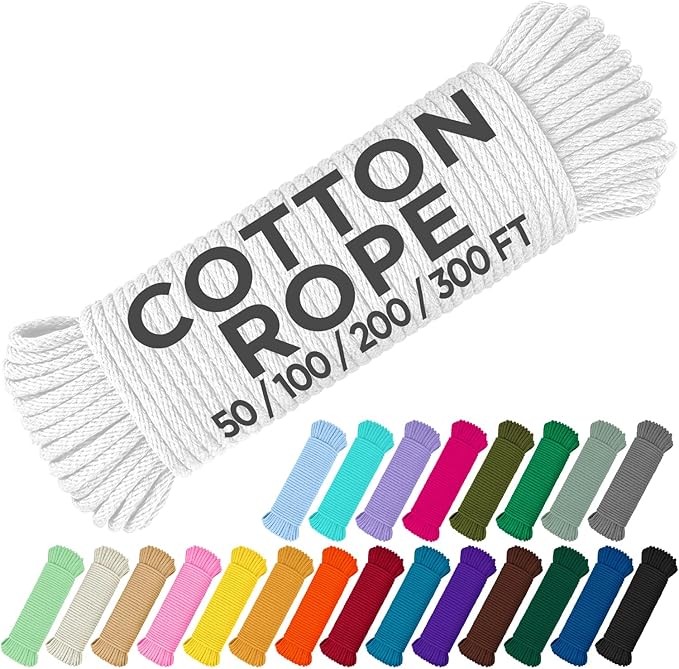 TECEUM Cotton Rope 3/16” – 100 FT – Strong All-Purpose Braided Rope – Natural by TECEUM