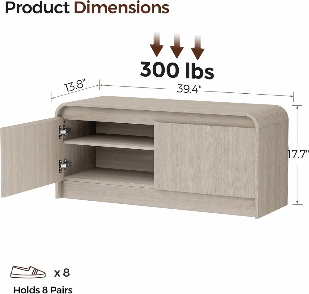 Homleke Modern Curved Entryway Shoe Storage Bench
