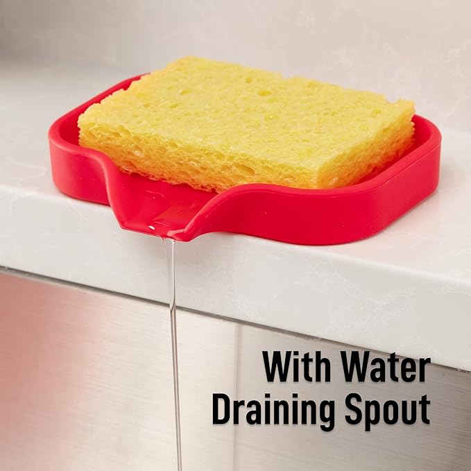 Zulay Kitchen Small Silicone Sponge Holder – Space-Saving Sink Organizer Tray - Image 8