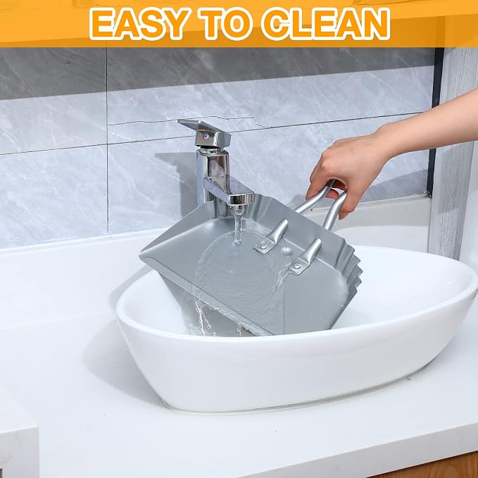 Mumufy 4 Pack 12 inch Heavy Duty Metal Dustpan Large Wide Dust Pans - Image 4
