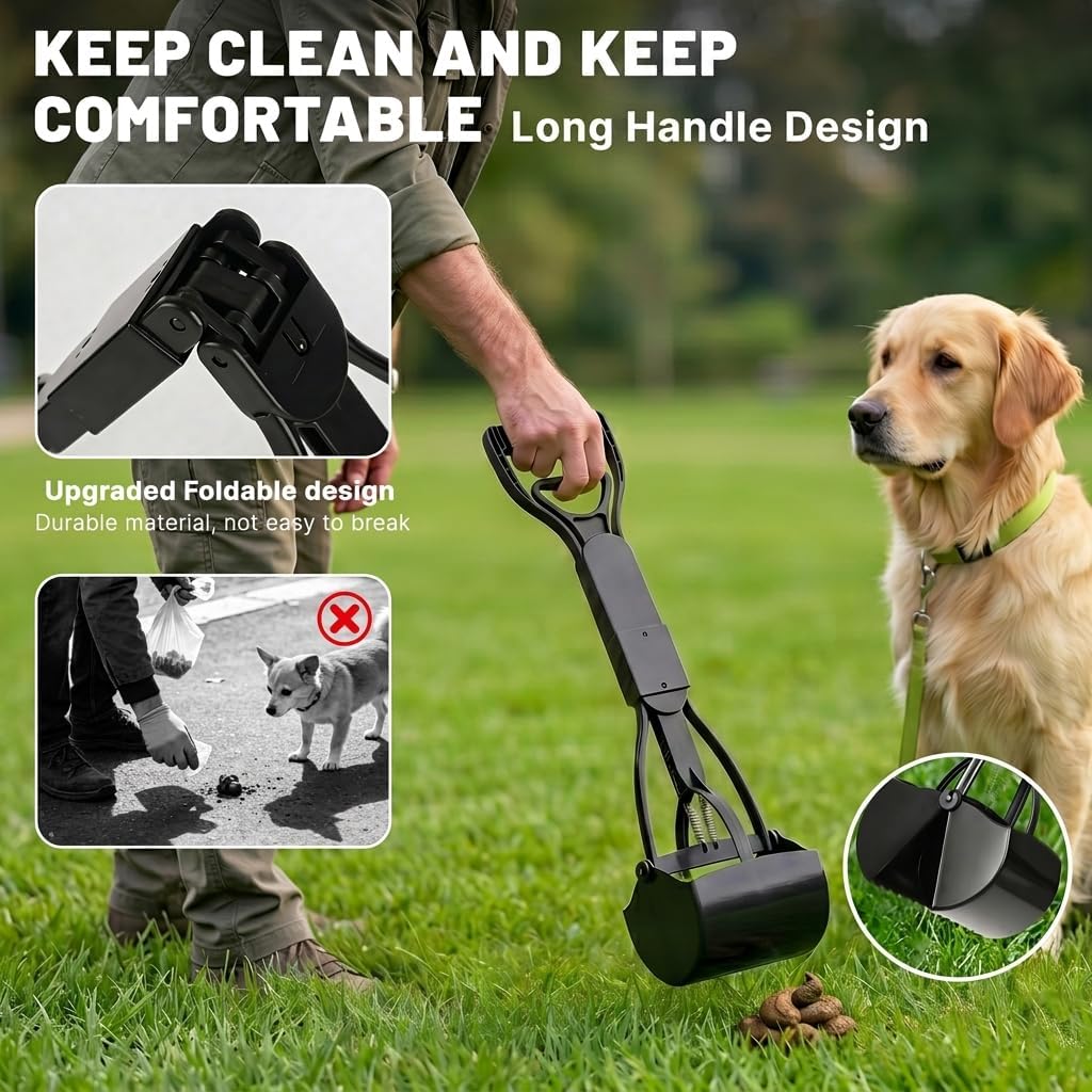 Dog Poop Trash Can Outside - 20L/5Gal Pooper Scooper Sets and Spade, Black | Outdoor Trash Can with Lid, Inner Bucket, Dog Poop Scooper Set, Metal Tray, Rake and Spade, 100 Trash Bags & Storage Box