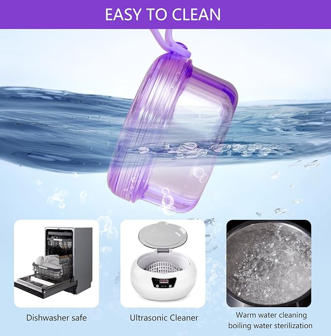 Leak Proof Purple Denture Cups for Soaking Dentures, Partial Denture Bath Case - Image 6