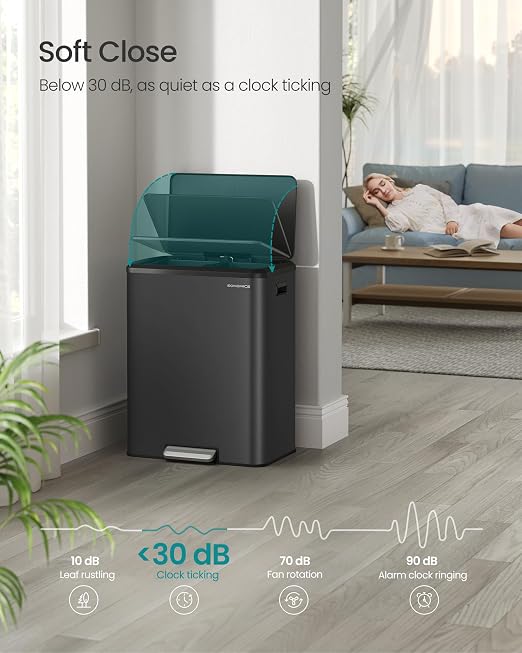 SONGMICS Trash Can, 2 x 8 Gallon Double Garabge Can - Image 3