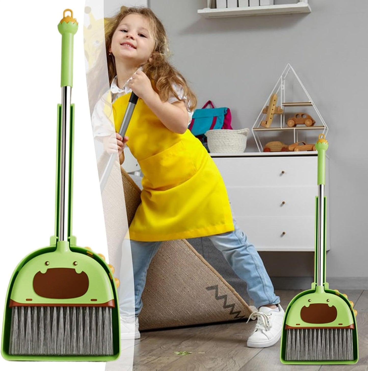 Toy Broom , Stylish, Dustpan – Premium Compact Versatile Lightweight Combo Set Kids Play, Learn Education Activities Preschool, Children Boys Girls | Preschool Children Boys and Girls