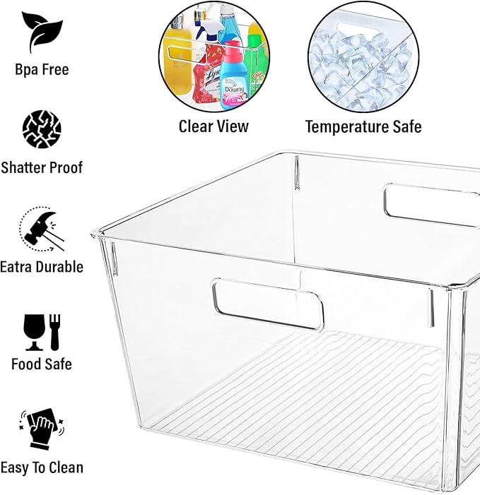 Extra Large Clear Plastic Storage Bins, Laundry Room, Freezer Organizer Plastic - Image 3