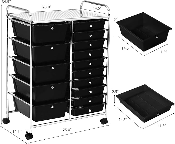 GOFLAME 15-Drawer Rolling Storage Cart, Utility Cart - Image 3