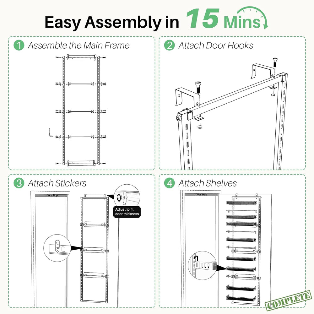 SAYZH 8 Tiers Over the Door Pantry Organizer,17.2"W x 6.2"D x 69.2&...