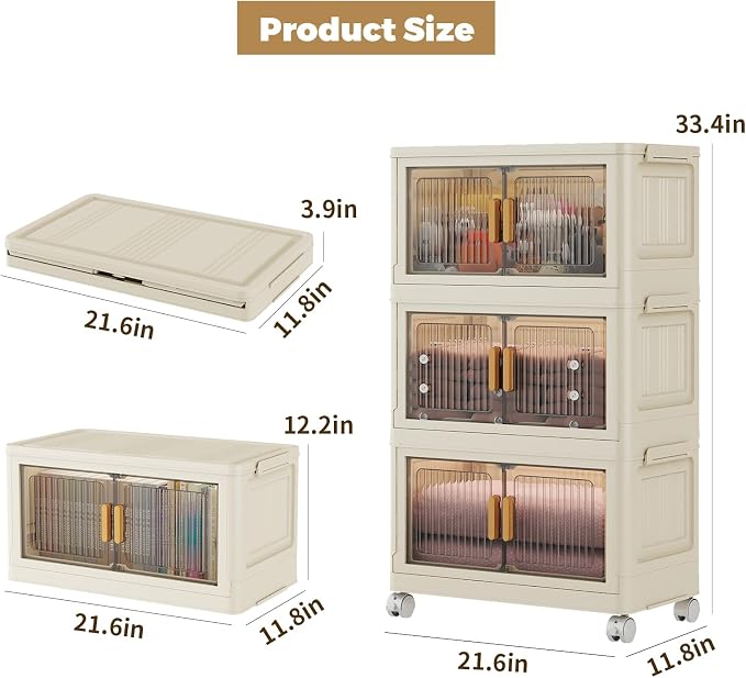 3 Tier Stackable Plastic Storage Bins - Image 2